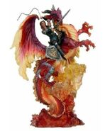 Large Dragon Rider Warrior with Mighty Beast Breathing Fire Statue 11.5&quot;... - €43,78 EUR