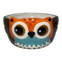 Ceramic Owl Cereal Bowl Dish 5.5” wide Bird Brown Orange Blue - $10.00