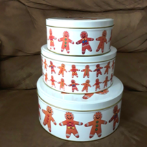 Tins Nesting Gingerbread Candy Cookies Christmas Gifts Presents Set of 3... - £12.46 GBP