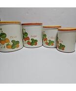 Vintage Kitchen Cannister Set of 4 Metal Strawberry Design  - $19.75