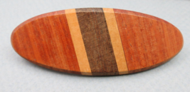 VTG Wooden Hair Clip / Clasp 3 Wood Color Toned Hair Clasp Oblonged Stripe - £7.56 GBP
