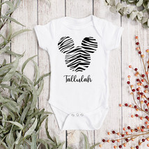 Mickey Mouse Zebra Personalised Baby Vest - Disney Baby Grow - Mickey Sleepsuit - £8.57 GBP
