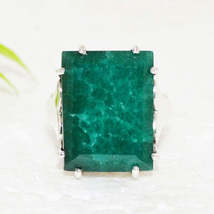 Excellent Natural Indian Emerald Gemstone Ring, Birthstone Ring, 925 Sterling Si - £30.40 GBP