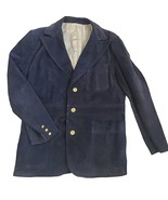 Mens XL US 46 Navy Blue Heavy Pigskin Suede Sportcoat Jacket - $77.22