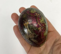 Antique Victorian Easter Tin Egg Lithograph - Painted Red metal - $53.30