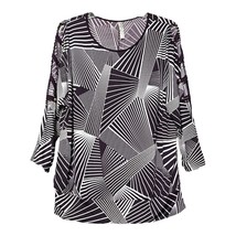 Per Seption Womens Dark Purple White Open Long Sleeve Pullover Top Size 1X New - £15.66 GBP
