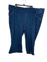 Woman Within Petite Women Denim Crop Jeans High-Rise Blue Pull On Stretch 34WP - £15.81 GBP