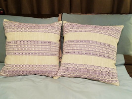 Set of 2 Crate and Barrel Dabney Grape Purple 20&quot; Pillows w/ Feather Down Insert - £79.08 GBP