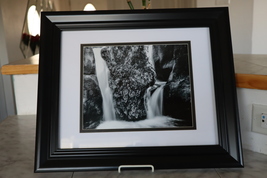 Waterfall Black &amp; White Photo Art Wall Hanging Frame 17 x 14 outside (7.... - £37.84 GBP