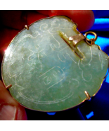 Antique Jade Ru Yi Lucky Lock Pendant Deco Charm Amulet 18k Gold Medallion - $3,605.25