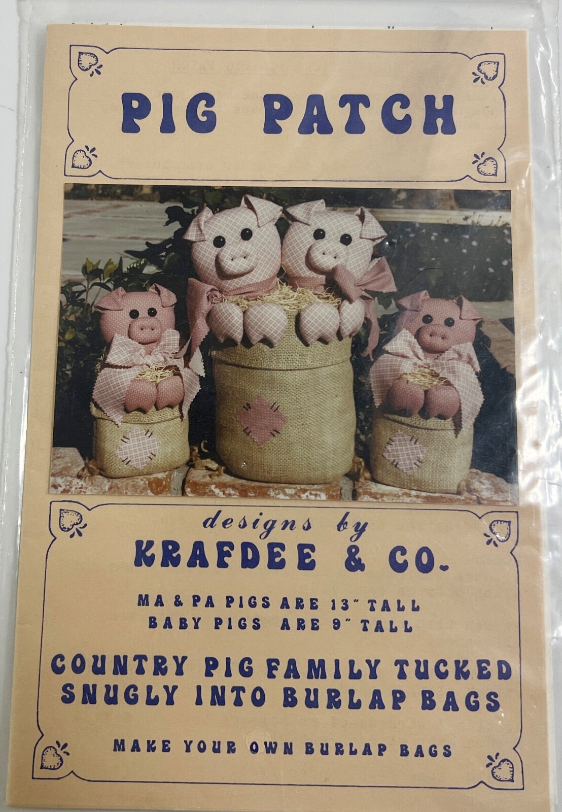 Pig Patch Designs By Krafdee &amp; Co. Ma &amp;Pa Pigs 13&quot; Tall Baby Pigs 9&quot; Pat... - $9.89