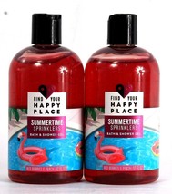2 Find Your Happy Place 12 Oz Summertime Sprinklers Berries &amp; Peach Bath Gel - £15.65 GBP