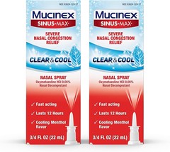 Mucinex Sinus Max Clear &amp; Cool Nasal Decongestant Spray, Cooling Menthol Flavor, - £29.56 GBP