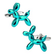 BALLOON DOG CUFFLINKS Teal Green Aqua Fun Novelty 3D Circus Animal w GIF... - $219.21 MXN