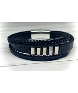 Leather Bracelet and Sterling Bangle Set - £51.89 GBP