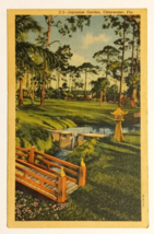 Japanese Garden Clearwater Belleair Florida FL Linen Curt Teich Postcard... - $6.99