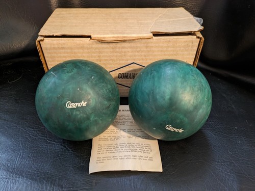 Lotto Di 2 Anatra Candela Pin Bowling Palline Comanche Trofeo Gomma Verde Item image 2