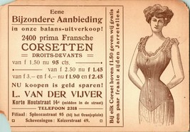 Vtg Advertising Trade Card South Holland L Van Der Vijver Corsets   - £27.12 GBP