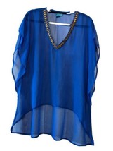 Swimsuit coverup dress Medium Beautiful neckline trim, sequins. Sheer fa... - £4.46 GBP