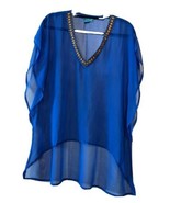 Swimsuit coverup dress Medium Beautiful neckline trim, sequins. Sheer fa... - $5.65