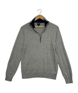 J Crew Sweater Mens Medium Gray Cotton Half Zip Pullover Casual Preppy B... - $24.74
