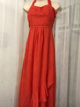 Guess Women&#39;s Dress Orange Melon Layered Ruffle Long Halter Dress Size 2 - $28.71