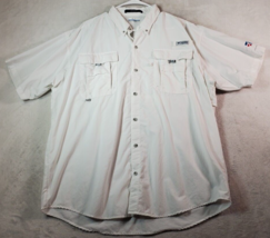 Columbia PFG Bahama Shirt Mens XL White Nylon Short Sleeve Collared Button Down - £12.14 GBP