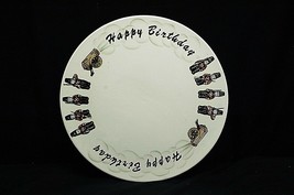 Vintage Enesco Happy Birthday Cannon w Soldiers Pedestal Cake Stand Plate E-4207 - $29.69
