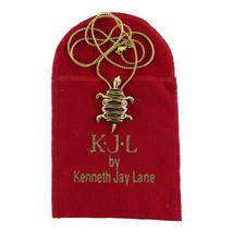 Kenneth Jay Lane, Gold Tone and Amber Seperated Turtle Necklace, 24 Inch Rope - $73.57