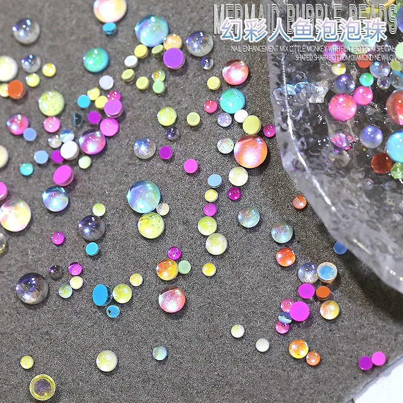 100PCS Mix 1.5-5mm Aurora Macaron Flatback Semi-ball Mermaid Bubble Bead... - £9.51 GBP