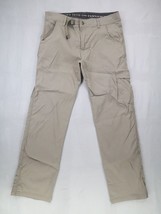 Prana Stretch Zion II Straight Pants Hiking Belt Roll Snap Up Medium 32L Beige - £29.94 GBP