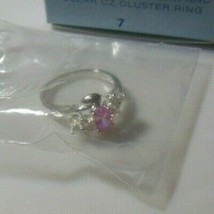 Vintage AVON Sterling Silver Pink &amp; Clear CZ Cluster Ring Size 7 - £27.63 GBP