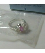 Vintage AVON Sterling Silver Pink &amp; Clear CZ Cluster Ring Size 7 - $48.07 CAD