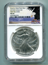 2015(W) SILVER EAGLE STRUCK AT WEST POINT MINT NGC MS69 EARLY RELEASES E... - £41.43 GBP