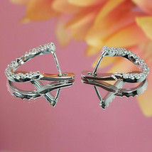 1.50 Ct Round-Cut Real Moissanite Huggie Hoop Earrings 925 Sterling silver - $170.99