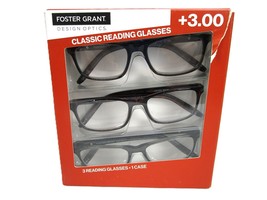 Foster Grant +3.00 Classic Reading Glasses 3-Pack UVA-UVB Lens Protection - £17.86 GBP