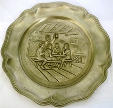Vintage FRIELING-ZINN Pewter Decorative Plate 9&quot; Germany Guetezeichen Zinngerat - £15.96 GBP