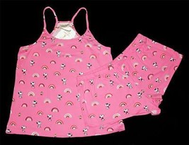 2-Pc Munki Munki Peanuts Snoopy Rainbows Pink Cami Top Shorts Pajamas Wm&#39;s NWT - £29.56 GBP+