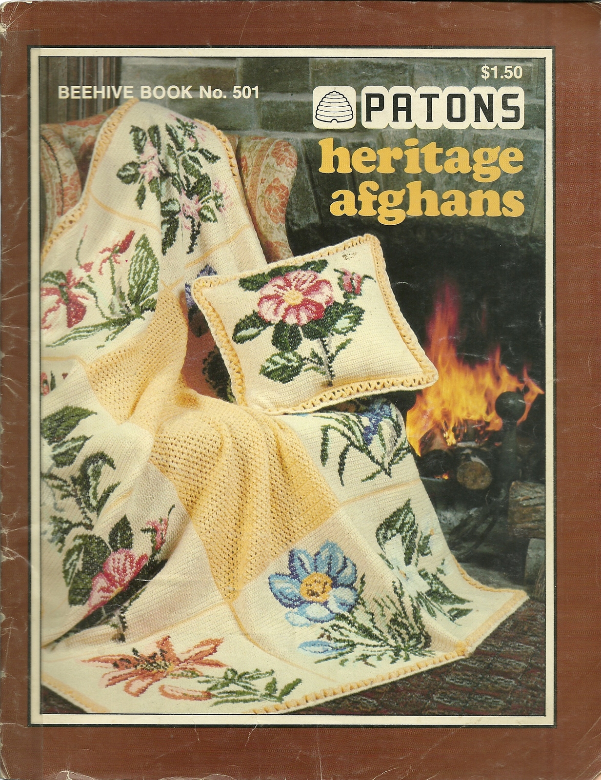 Patons Heritage Afghans Beehive Knit Crochet Pattern Book 501 Very Used - $3.99