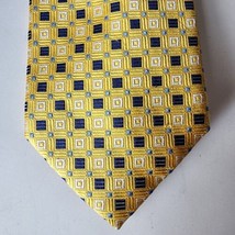 Jos A Bank Executive Collection Tie 100% Silk Mens Necktie Yellow Geometric - $14.01