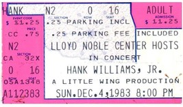 Hank Williams Jr.Concerto Ticket Stub Dicembre 4 1983 Norman Oklahoma - £39.40 GBP