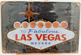 New! Rugged &quot;Welcome to Fabulous Las Vegas&quot; 12&quot;x 8&quot; Retro, Vintage Look Sign. - £2.37 GBP