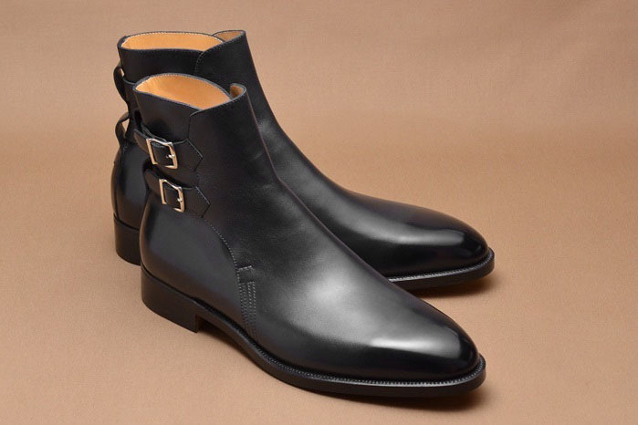 NEW Handmade Men's Black Ankle Boot, Men's Leather Strap Jodhpurs High Fashion B