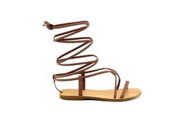 Leather tyre up gladiator modern sandals black brown quality - $85.00