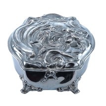 c1900 Derby Silver Company Art Nouveau Jewelry Casket with Woman Silver ... - $148.50
