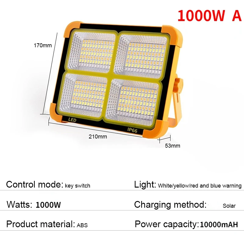 500W USB Rechargeable LED Solar Flood Light 10000mAH with Magnet Strong Light Po - £153.24 GBP