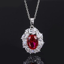 Trend 925 Sterling Silver Wedding Jewelry Sets for Women Charms 10*14mm Ruby Gem - $102.20