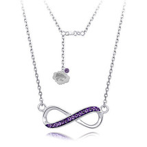 Sterling Silver Kansas State University Wildcats Crystal Infinity Necklace - £85.11 GBP