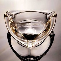 Luxury Gold-Trimmed Crystal Glass Ashtray, Large Triangle Decorative Ash... - $1,645.13 MXN