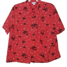 Liz &amp; Me Womens Blouse Size 3X Short Sleeve Button Front Collared Red - £11.77 GBP